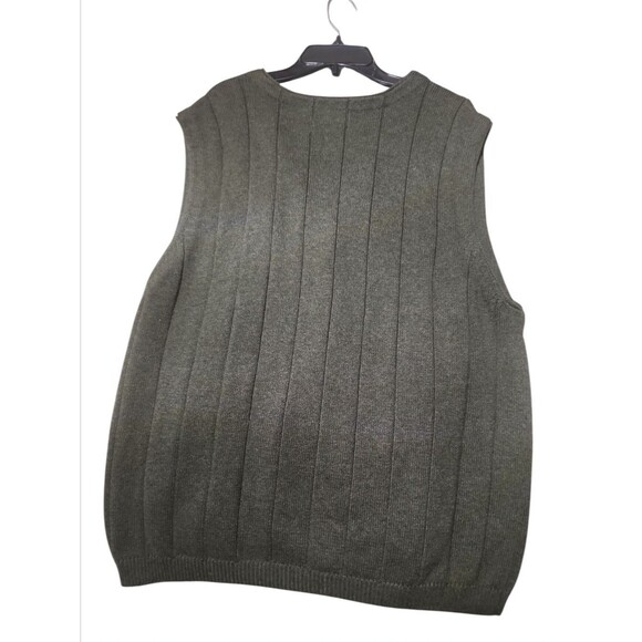 Roundtree & Yorke Men’s XL Hunter Green 100% Cotton Knit Button Sweater Vest - Picture 4 of 6
